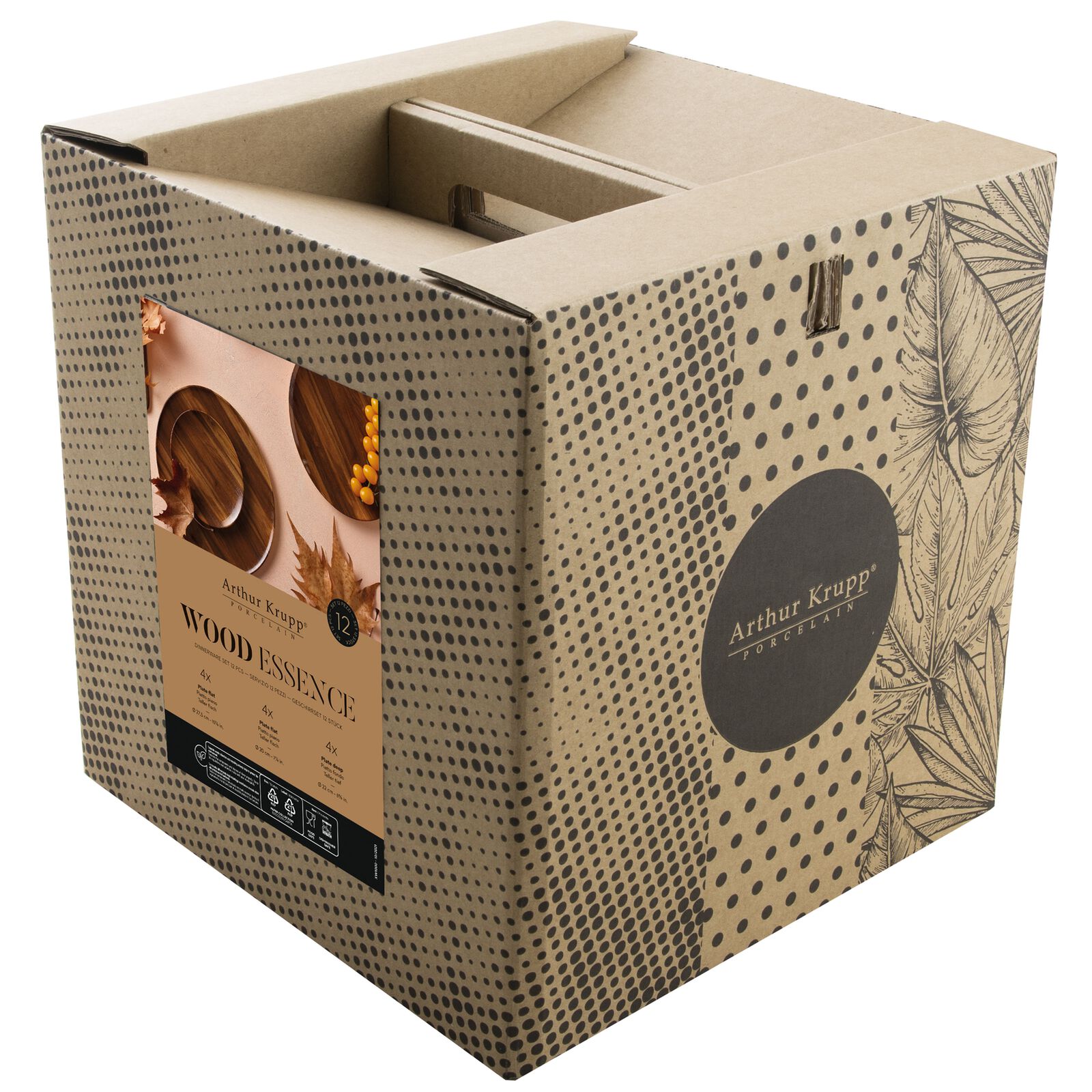 Servizio Piatti In Porcellana Arthur Krupp Nature Essence - 12 Pezzi, Design Elegante E Resistente