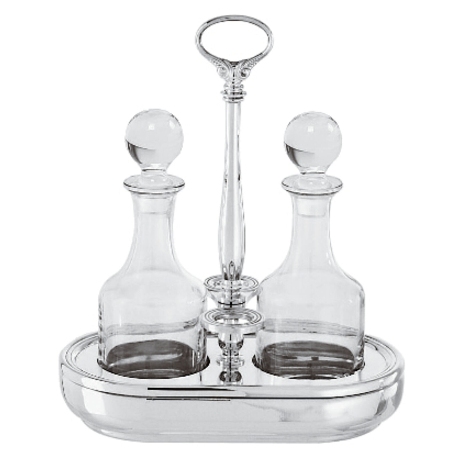 Cruet set oil and vinegar with caps holder image number null