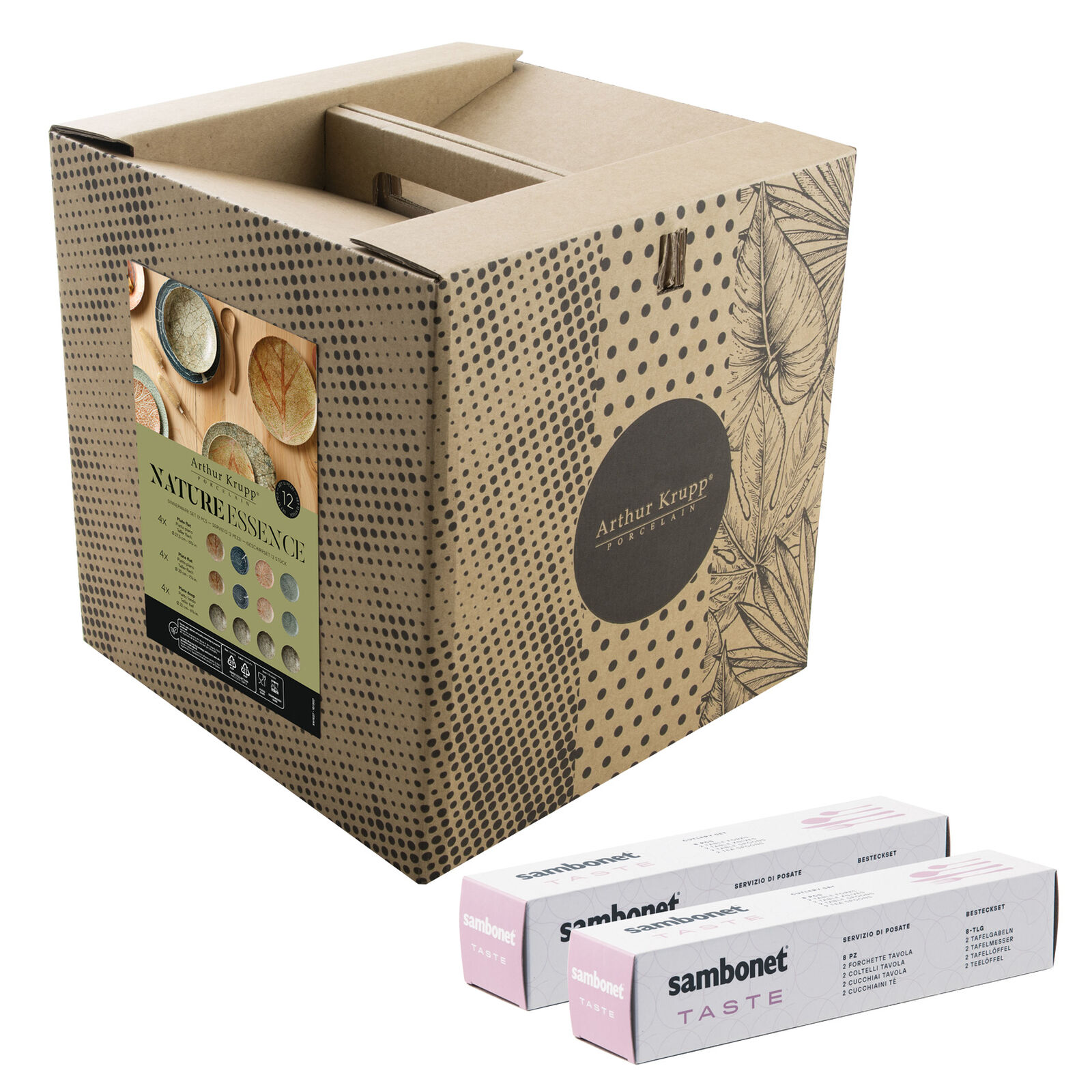 Cutlery set with plates set, 4 people image number null