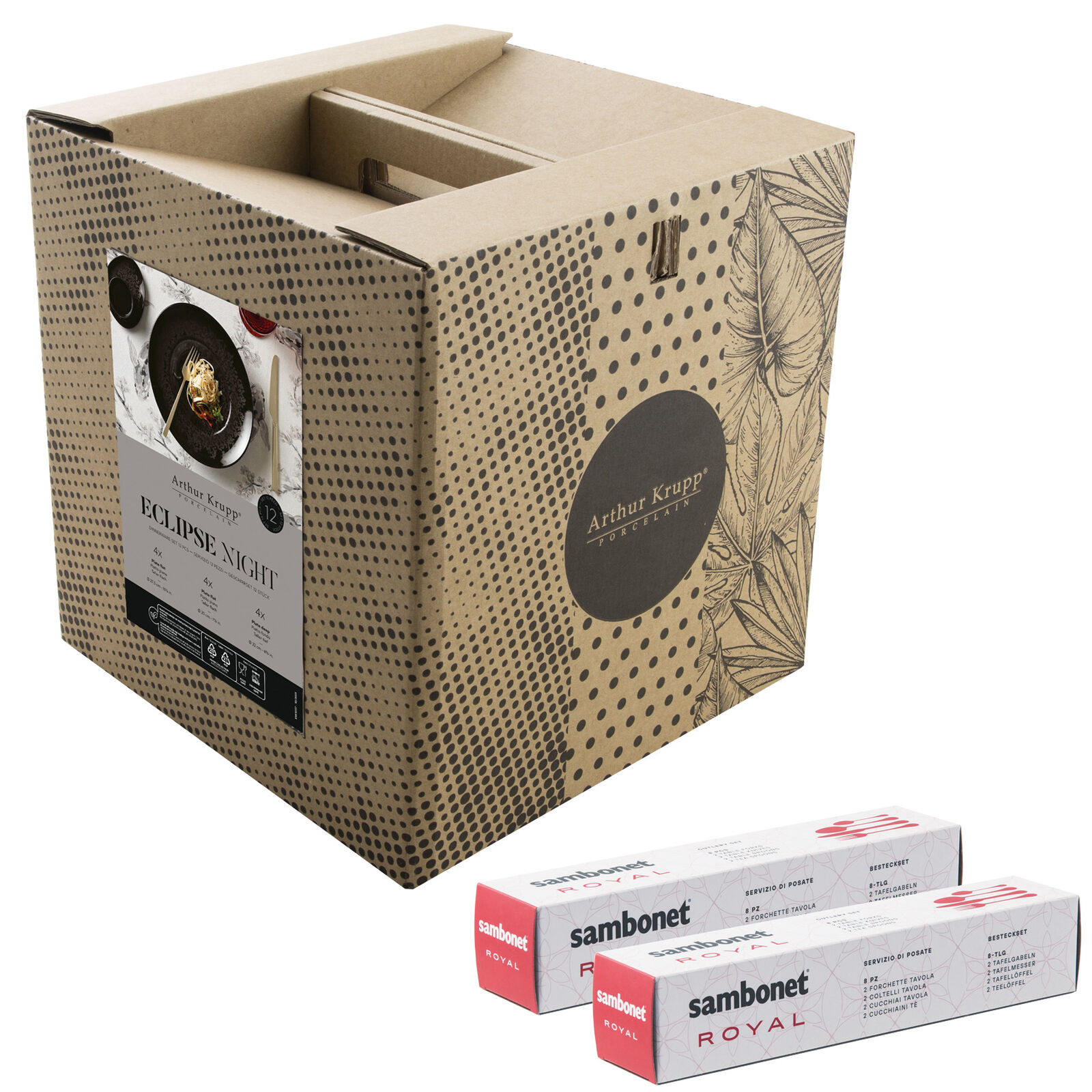 Cutlery set with plates set, 4 people image number null