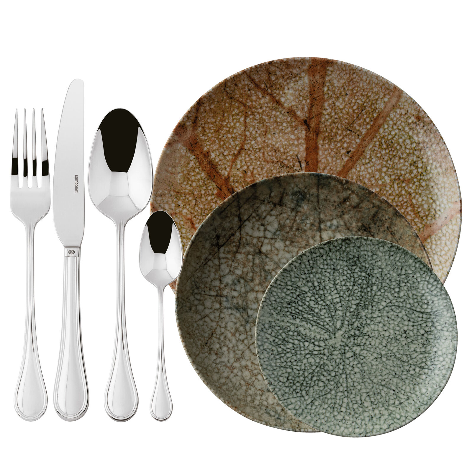 Cutlery set with plates set, 4 people image number null