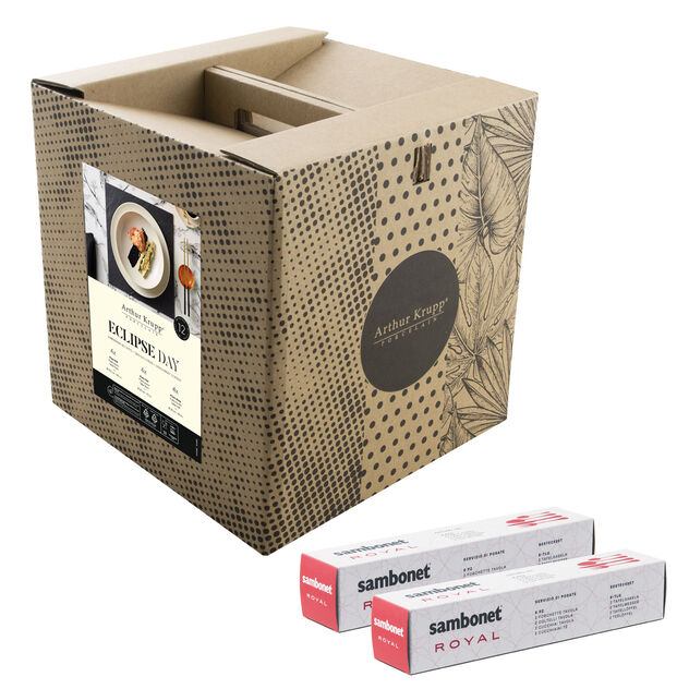 Cutlery set with plates set, 4 people image number 1