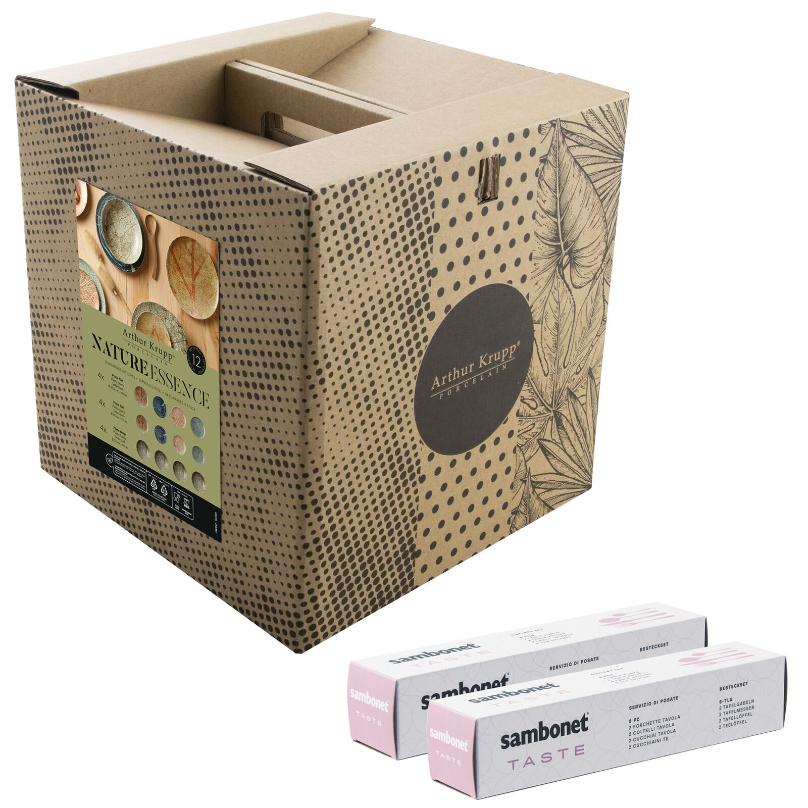 Cutlery set with plates set, 4 people image number null