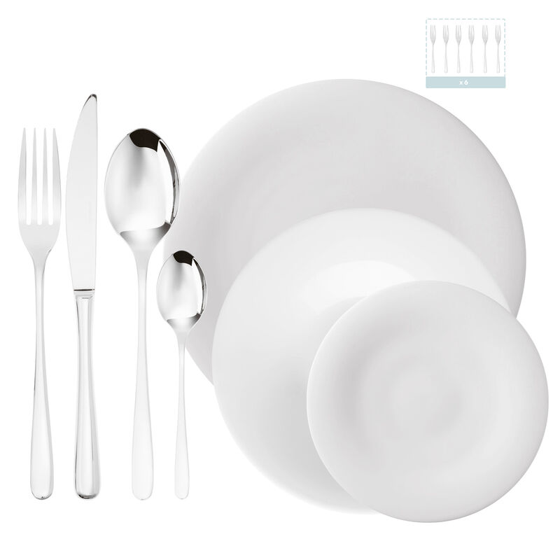 Cutlery set with plates set, 6 people