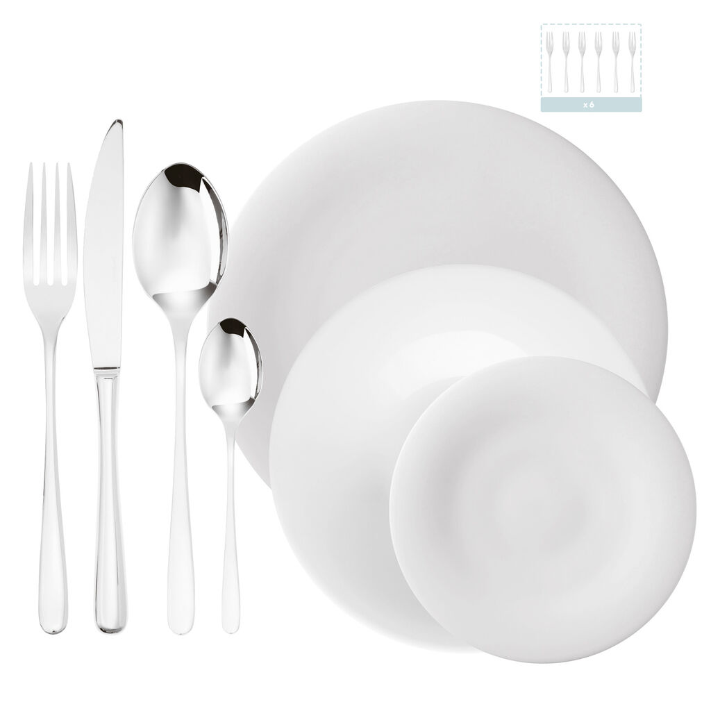 Cutlery set with plates set, 6 people image number 0