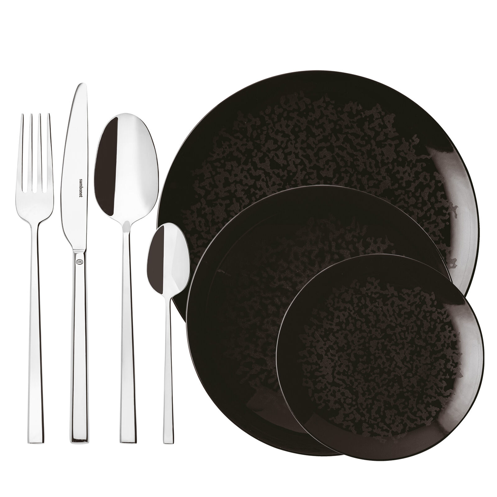 Cutlery set with plates set, 4 people image number null