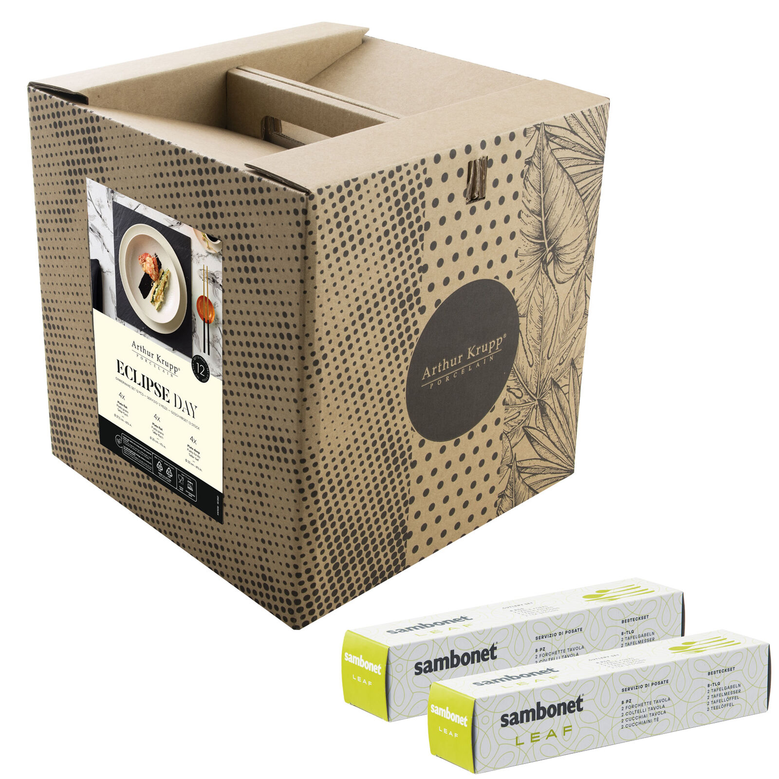 Cutlery set with plates set, 4 people image number null