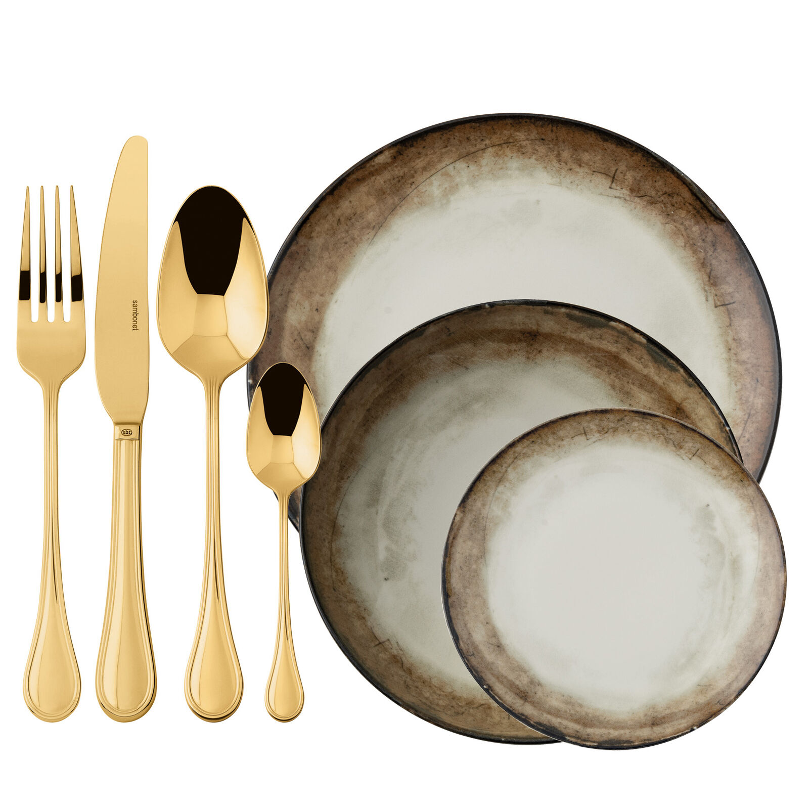 Cutlery set with plates set, 4 people image number null