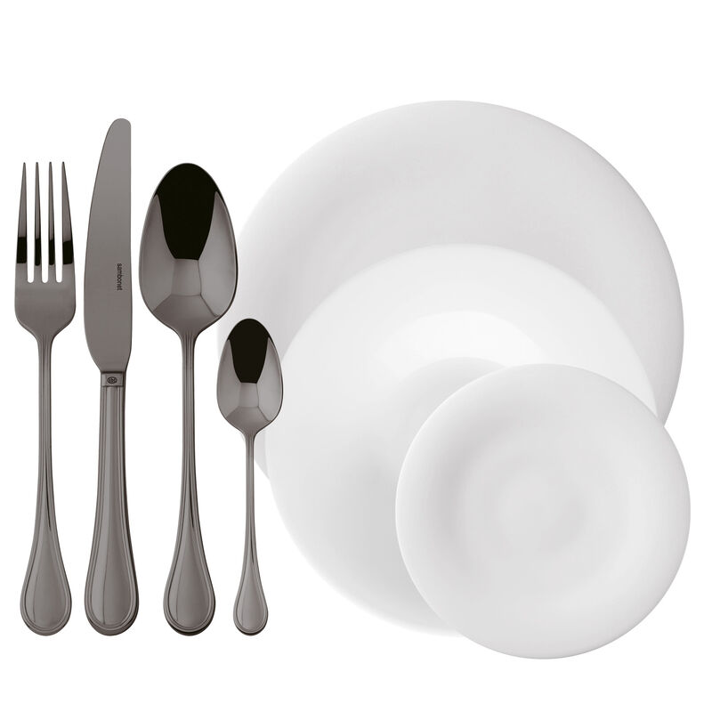 Cutlery set with plates set, 6 people