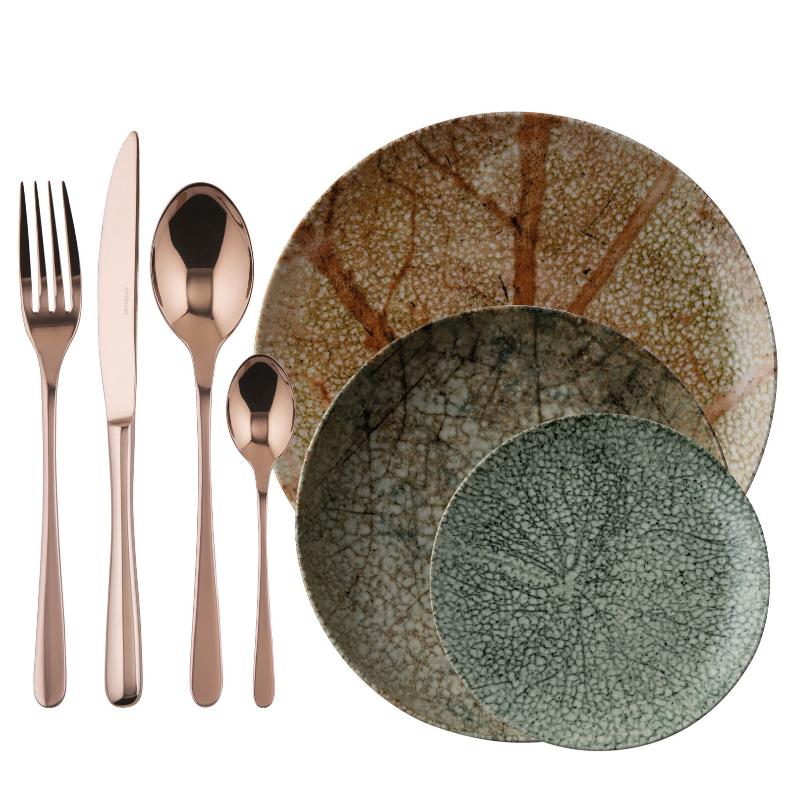 Cutlery set with plates set, 4 people image number null