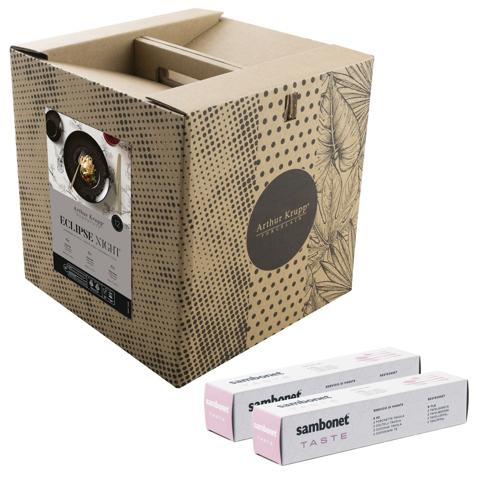 Cutlery set with plates set, 4 people image number null