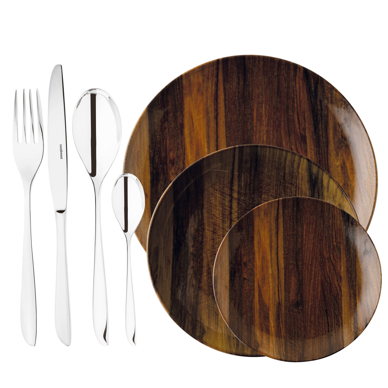 Cutlery set with plates set, 4 people image number null