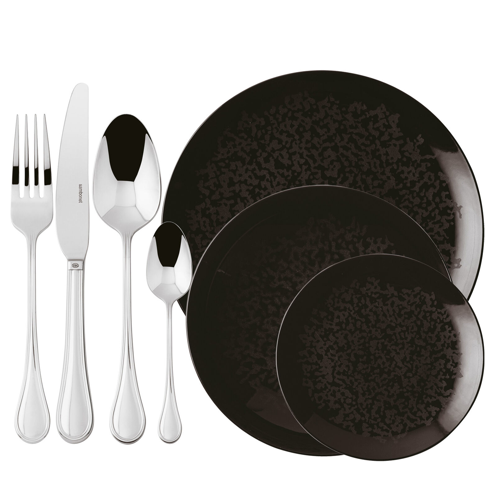 Cutlery set with plates set, 4 people image number null