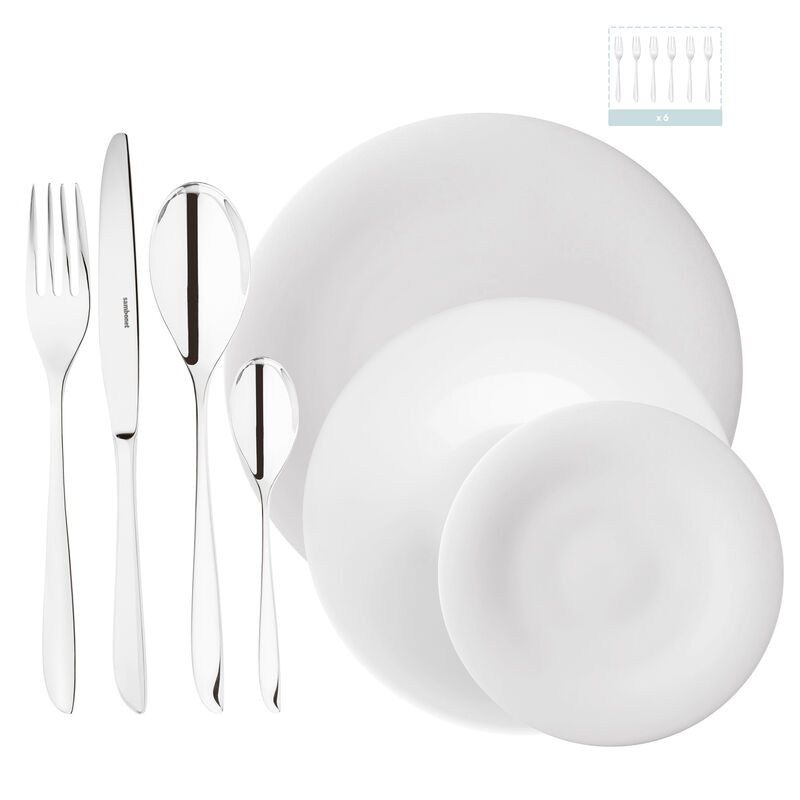 Cutlery set with plates set, 6 people