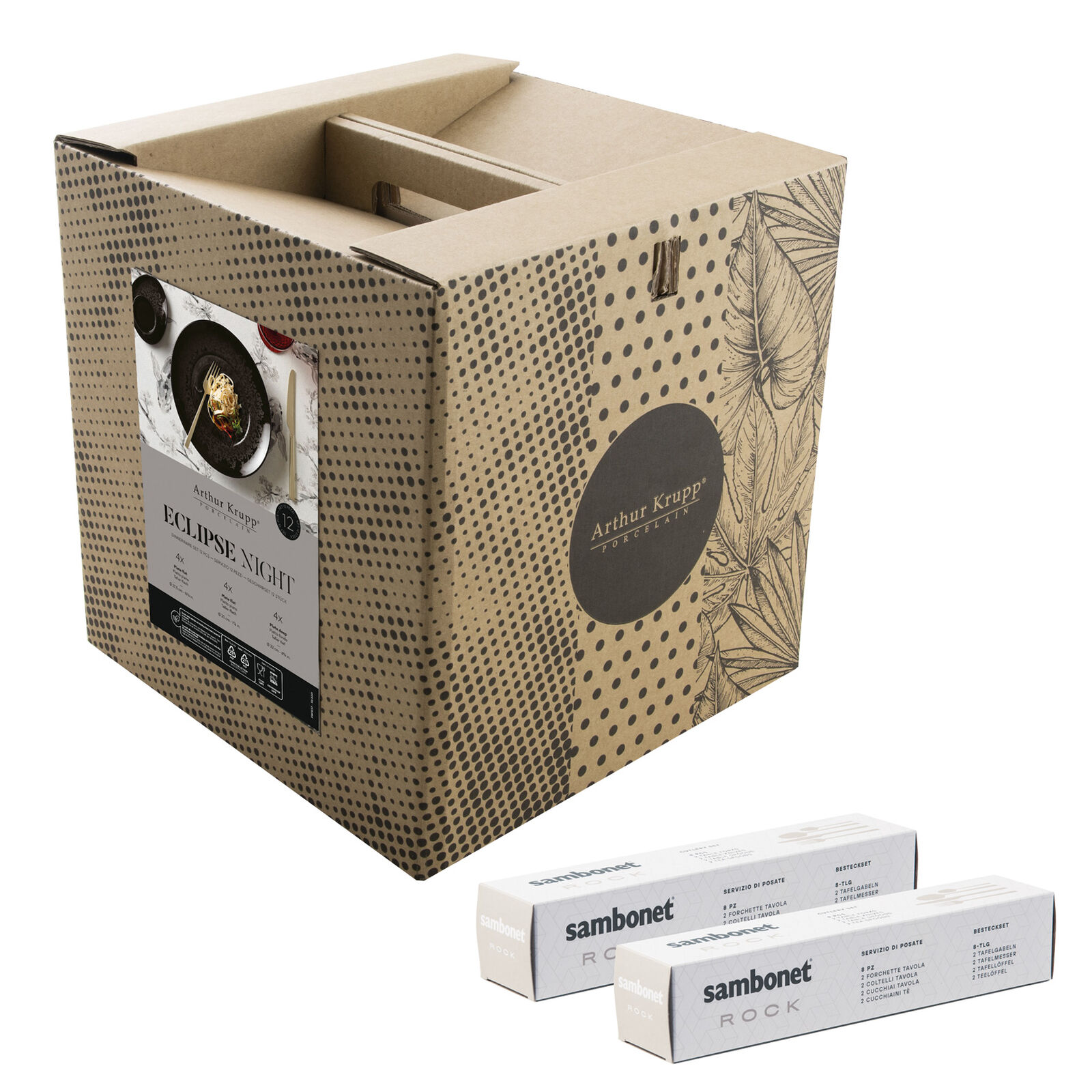 Cutlery set with plates set, 4 people image number null